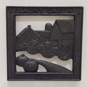 Vintage Vermont Castings Cast Iron Fall Seasons Collection Trivet Cast Iron 1983